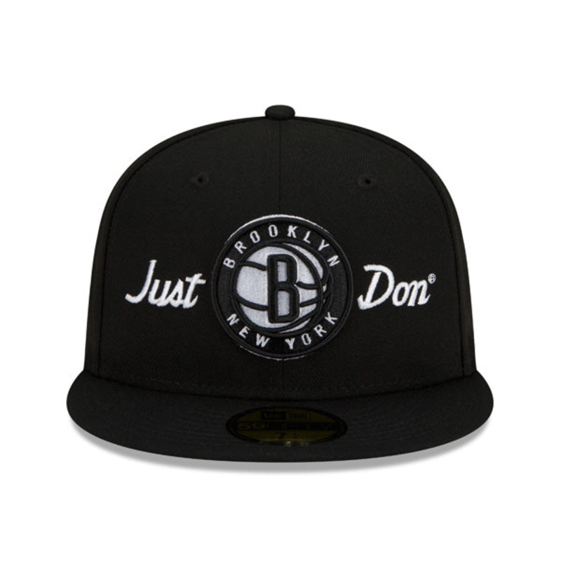 Brooklyn Nets JUST DON Exclusive New Era 59Fifty Fitted NBA Hat – Black/Gray UV 8 1/8