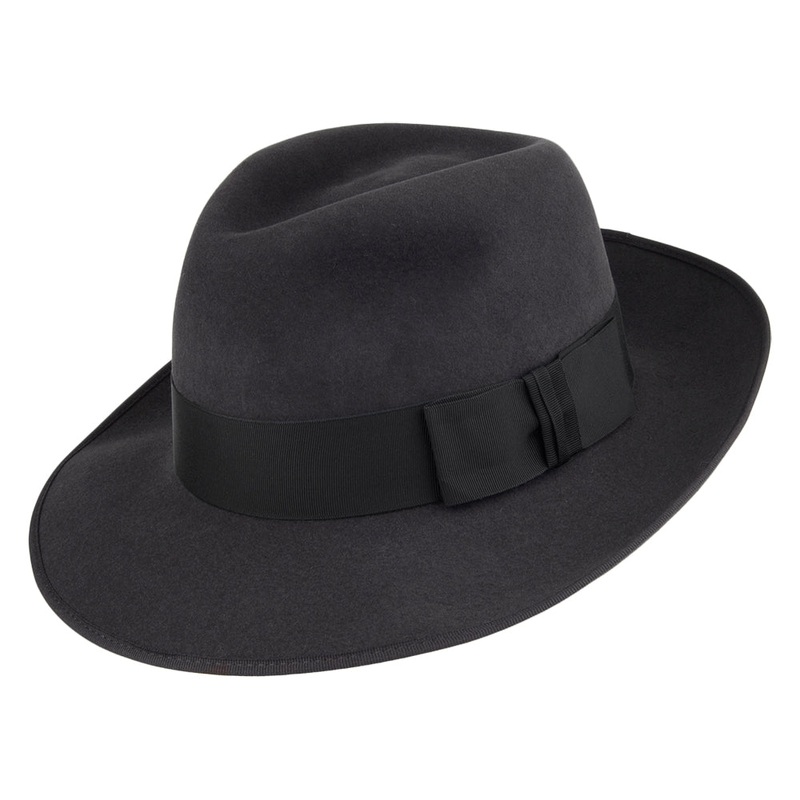 Christys Hats Gangster Fur Felt Fedora Hat – Charcoal 55