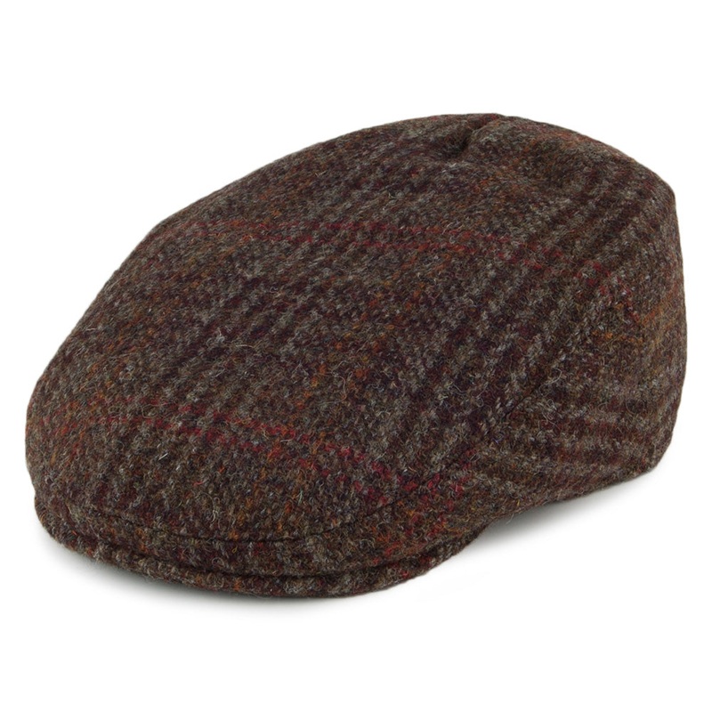 Failsworth Stornoway HARRIS TWEED Glen Plaid Wool Flat Cap – Olive Mix 55