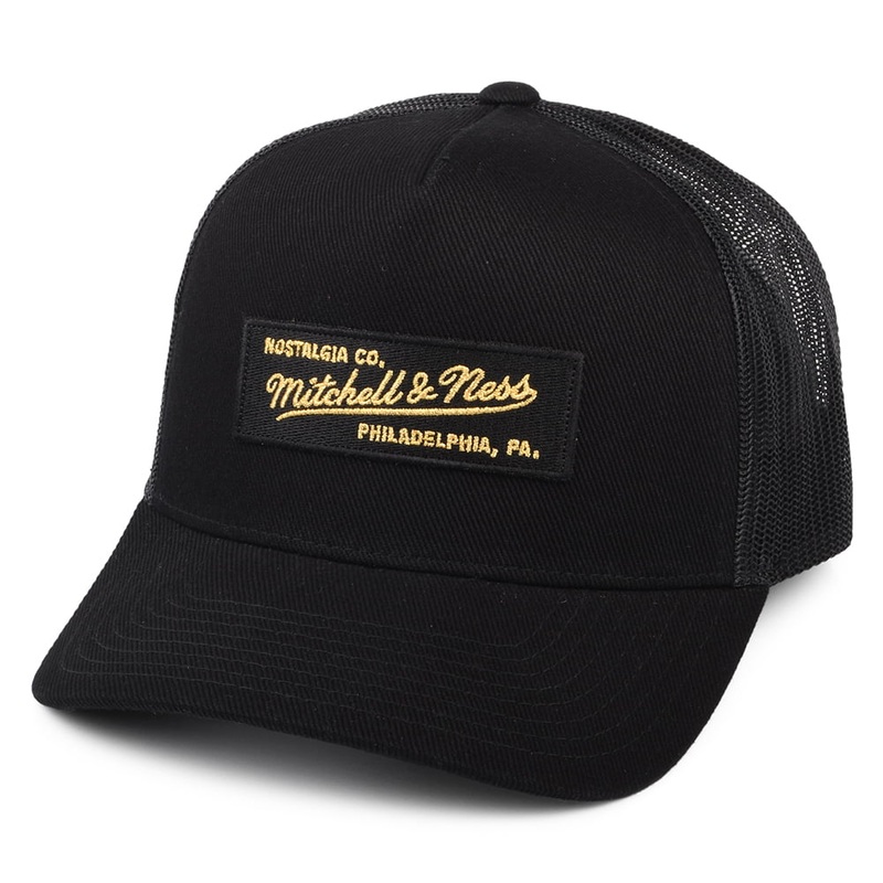 Mitchell & Ness Branded Box Logo Classic Trucker Cap – Black-Gold Adjustable