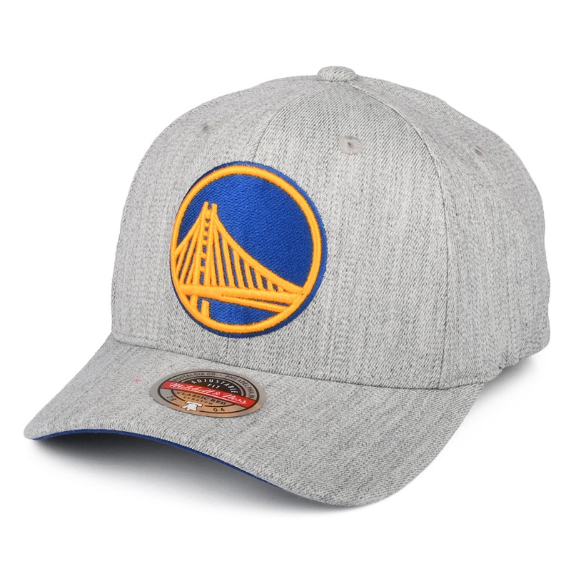 Mitchell & Ness Golden State Warriors Snapback Cap – NBA Team Heather Stretch – Grey Adjustable