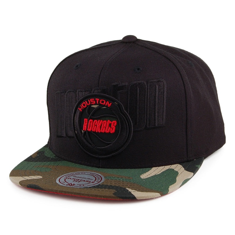 Mitchell & Ness Houston Rockets Snapback Cap – Blind – Black-Camo Adjustable