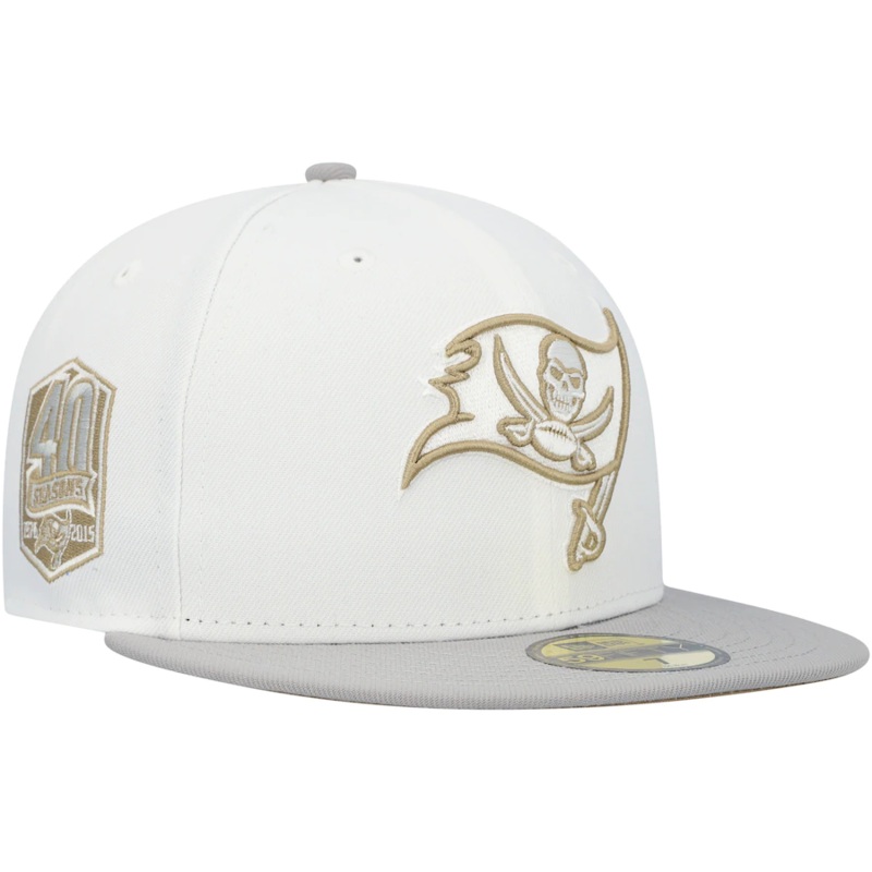 New Era White/Gray Tampa Bay Buccaneers 40th Season Gold Undervisor 59FIFTY Fitted Hat