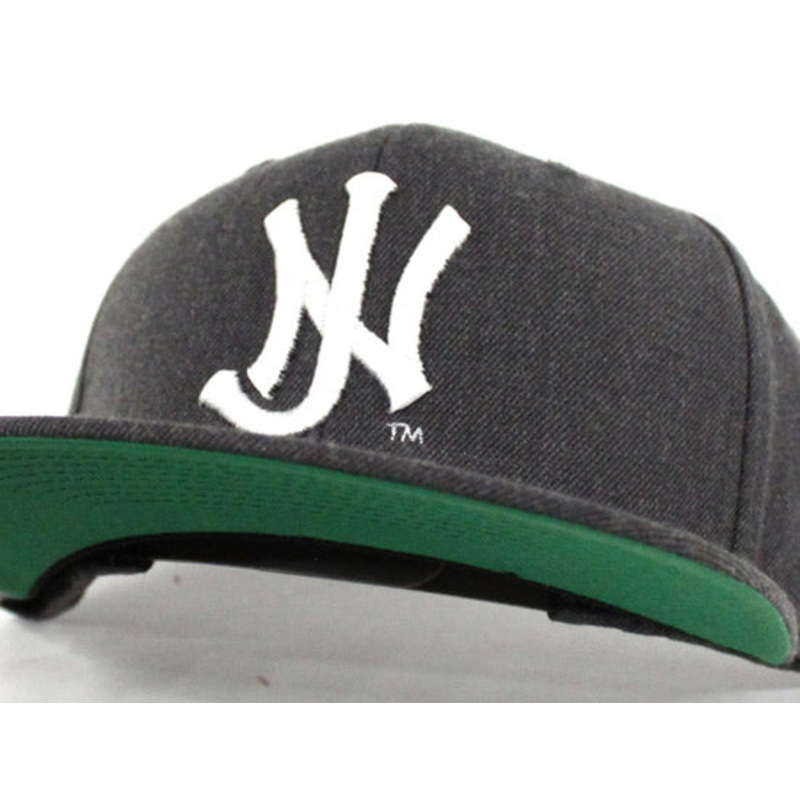 Old School NJ Snapback Hat (Dark Gray White Green Under brim) One Size