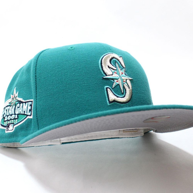 Seattle Mariners 2001 All Star Game New Era 59Fifty Fitted Hat (Aqua Gray Under Brim) 6 7/8