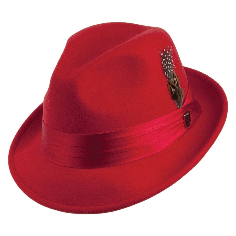 Stacy Adams Hats Wool Felt Crushable Trilby – Red S