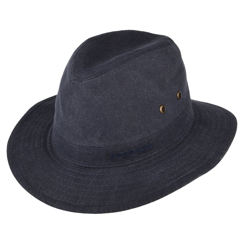 Stetson Hats Organic Cotton Crushable Safari Fedora Hat – Navy Blue S