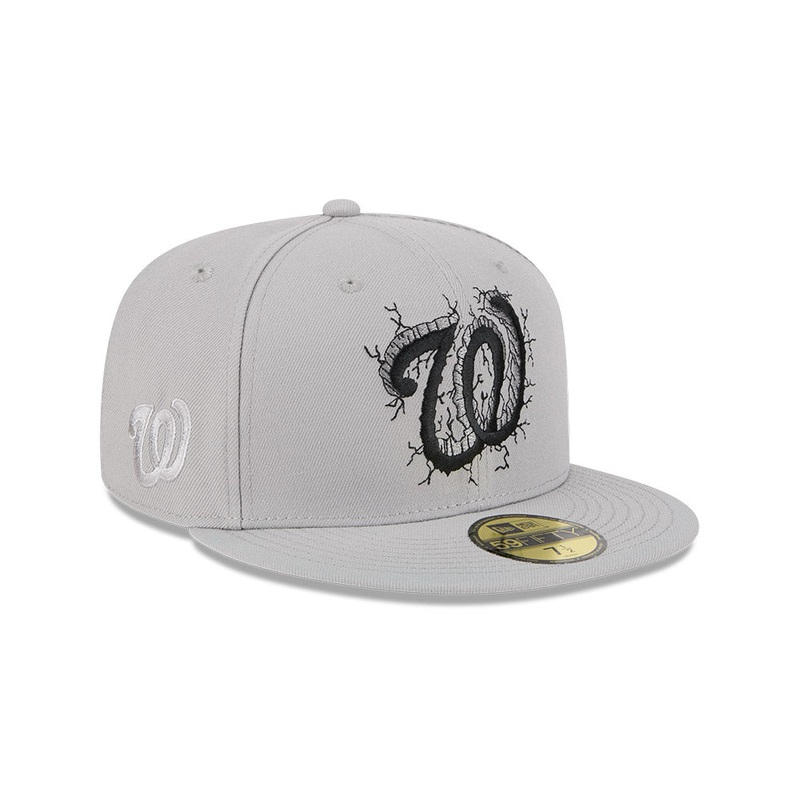 Washington Nationals New Era CRACKED Exclusive 59Fifty Fitted Hat – Gray 6 7/8