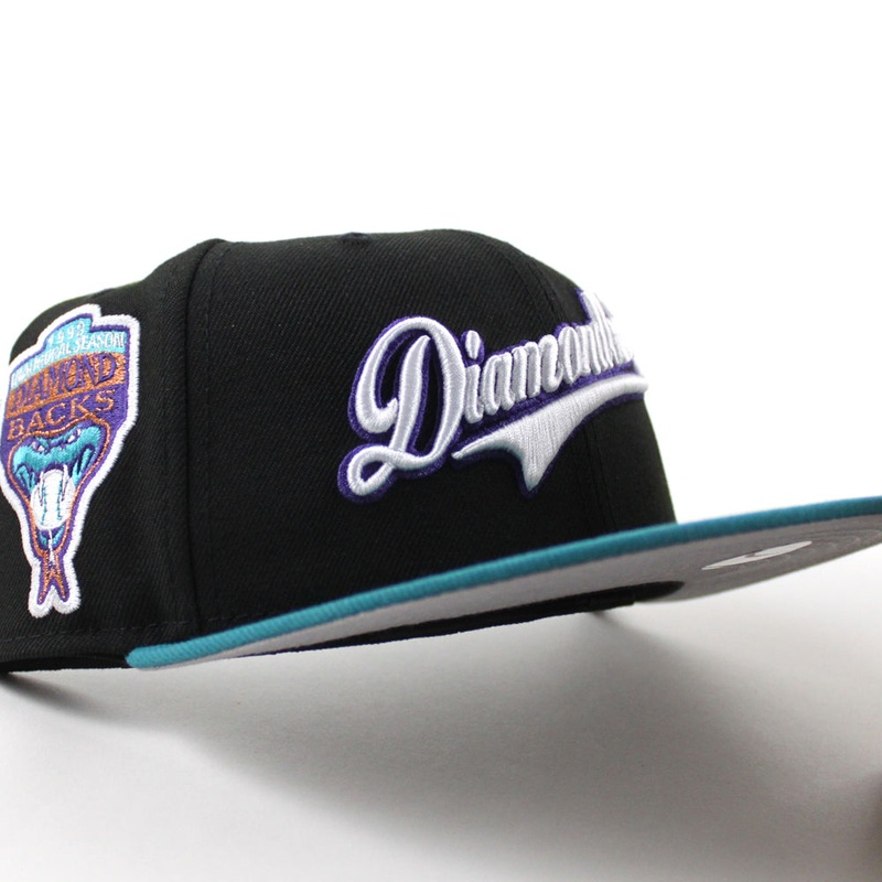 Arizona Diamondbacks 1998 Inaugural Season New Era 59Fifty Fitted Hat (Black Aqua Gray Under Brim) 7