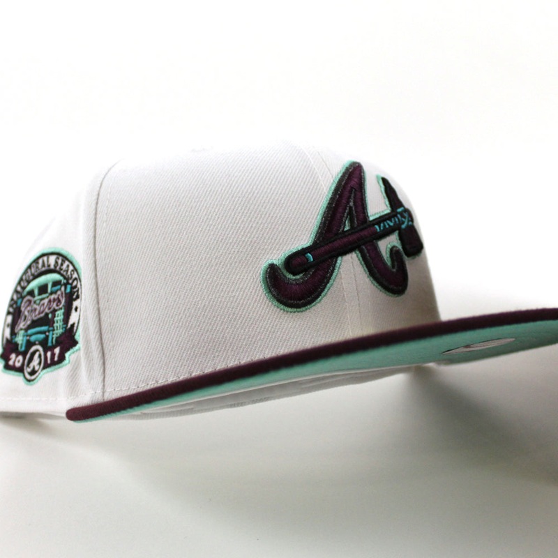 Atlanta Braves 2017 Inaugural Season New Era 59Fifty Fitted Hat (White Maroon Mint Under Brim) 7