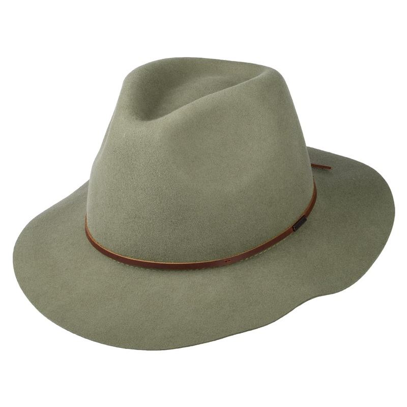 Brixton Hats Wesley Packable Wool Felt Fedora Hat – Light Sage Small-56cm