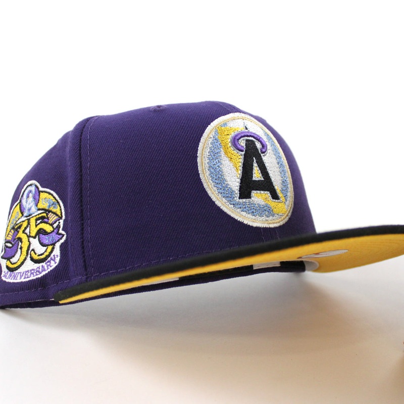 California Angels 35th Anniversary New Era 59Fifty Fitted Hat (Purple Black Gold UNDER BRIM) 7