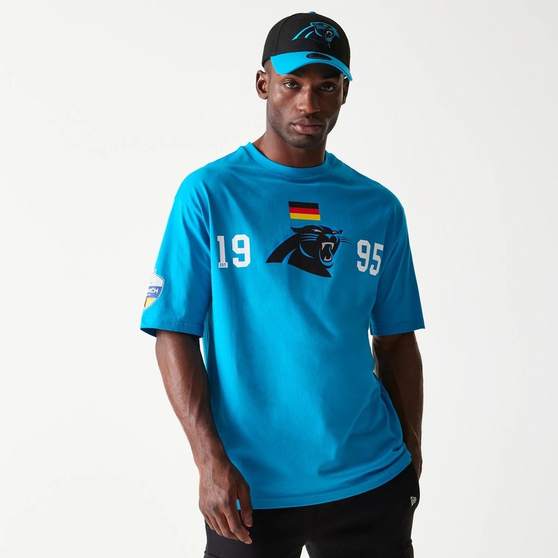 Carolina Panthers NFL Games Square Arch Bright Blue Oversized T-Shirt XS