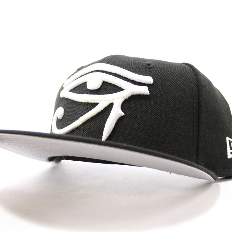 Eye of Horus New Era 59Fifty Fitted Hats (Black White Gray Under Brim) 7