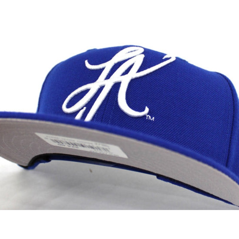 LA Script New Era 9Fifty Snapback Hats (Blue Gray Under Brim) One Size