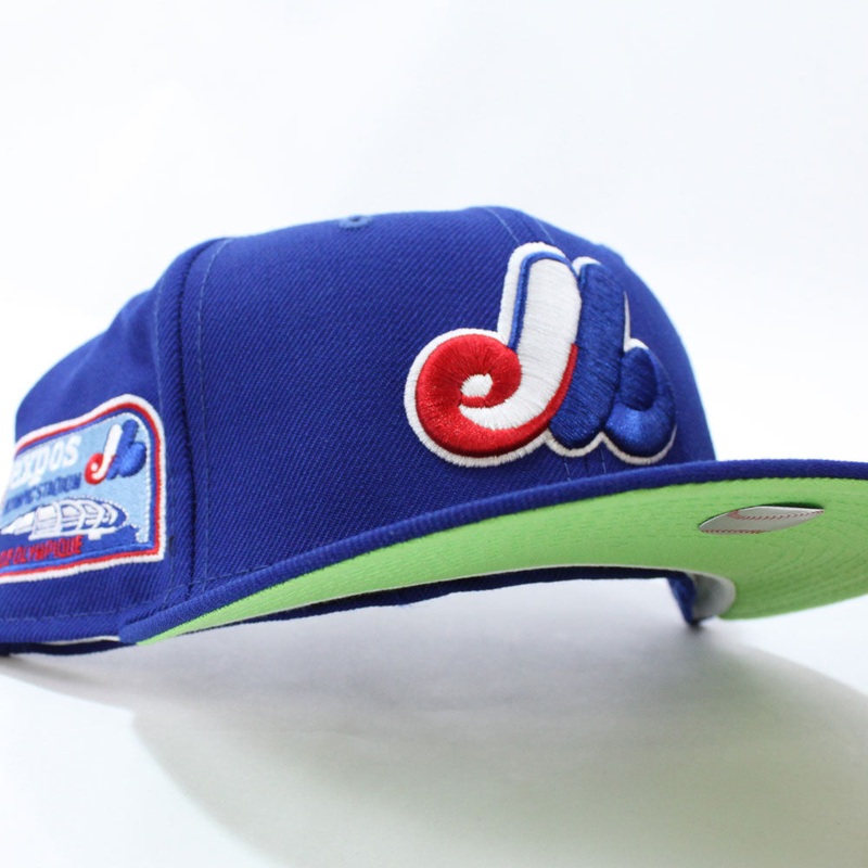Montreal Expos OLYMPIC STADIUM New Era Fitted 59Fifty Hat (Lime Green Green Under Brim) 7