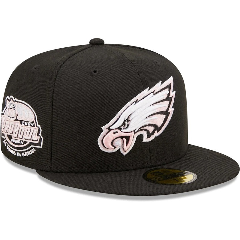 New Era Black Philadelphia Eagles 2004 Pro Bowl Pink Undervisor 59FIFTY Fitted Hat