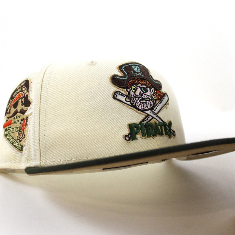 Pittsburgh Pirates 1959 All Star Game New Era 59Fifty Fitted Hat (GITD CHROME WHITE DARK SEAWEED KHAKI Under Brim) 7