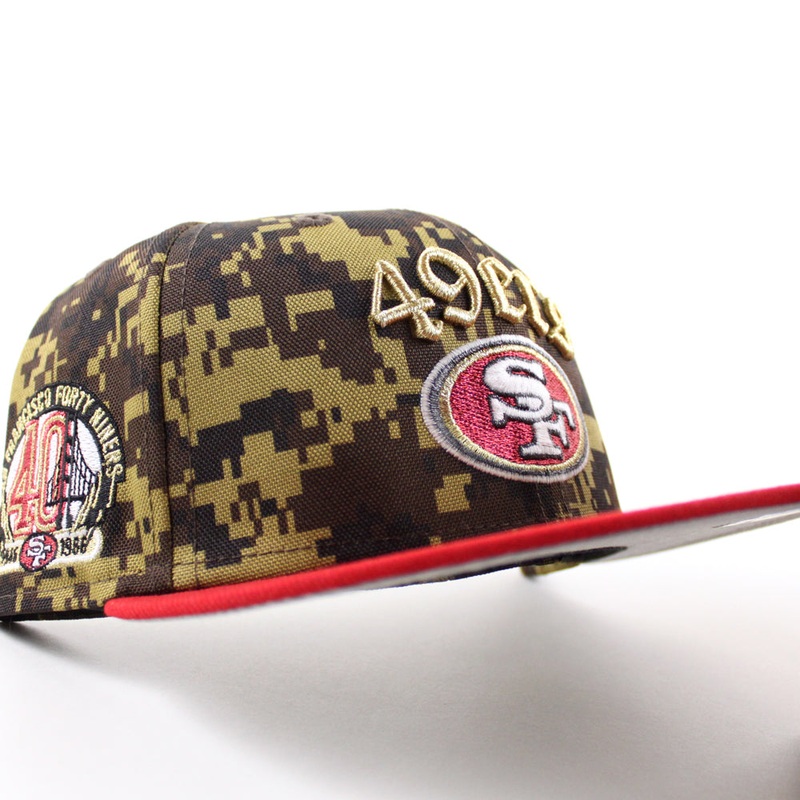 San Francisco 49ers 40th Anniversary New Era 59Fifty Fitted Hat (Digital Camo Red Gray Under Brim) 6 7/8