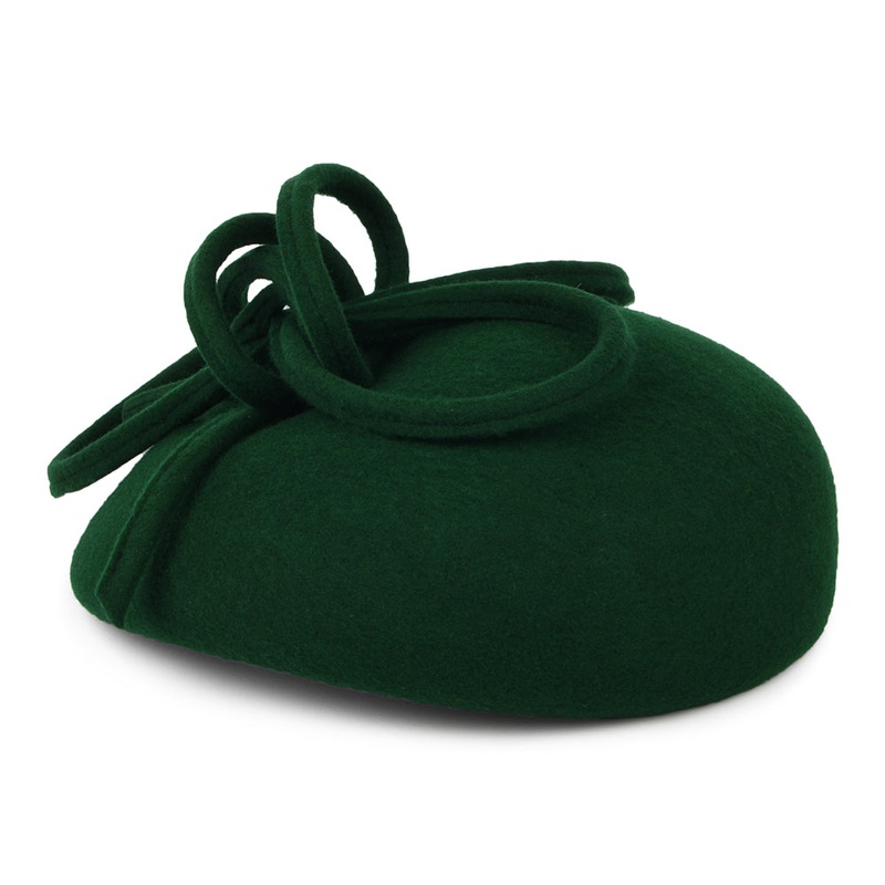Whiteley Hats Rosey Wool Pillbox Hat with Swirl – Forest 1-Size