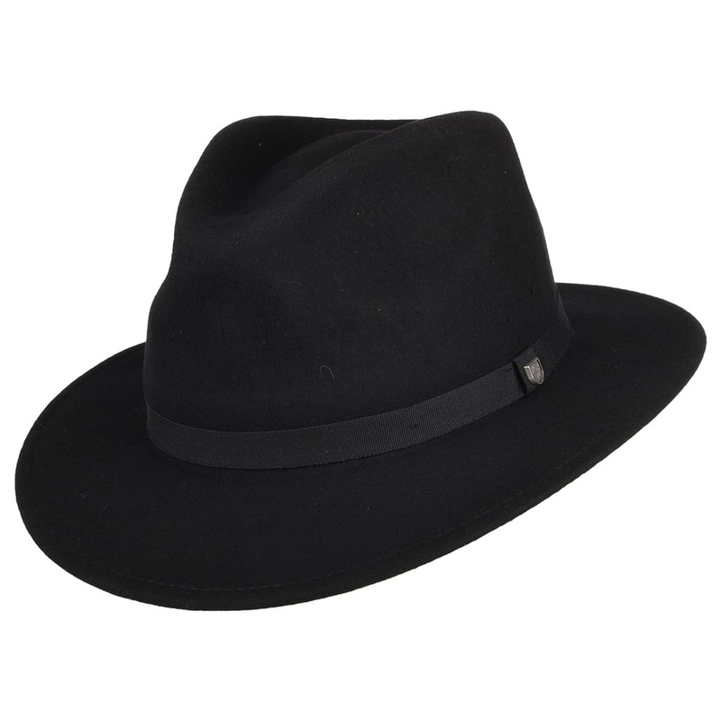 Brixton Hats Messer Packable Wool Felt Fedora Hat – Black S