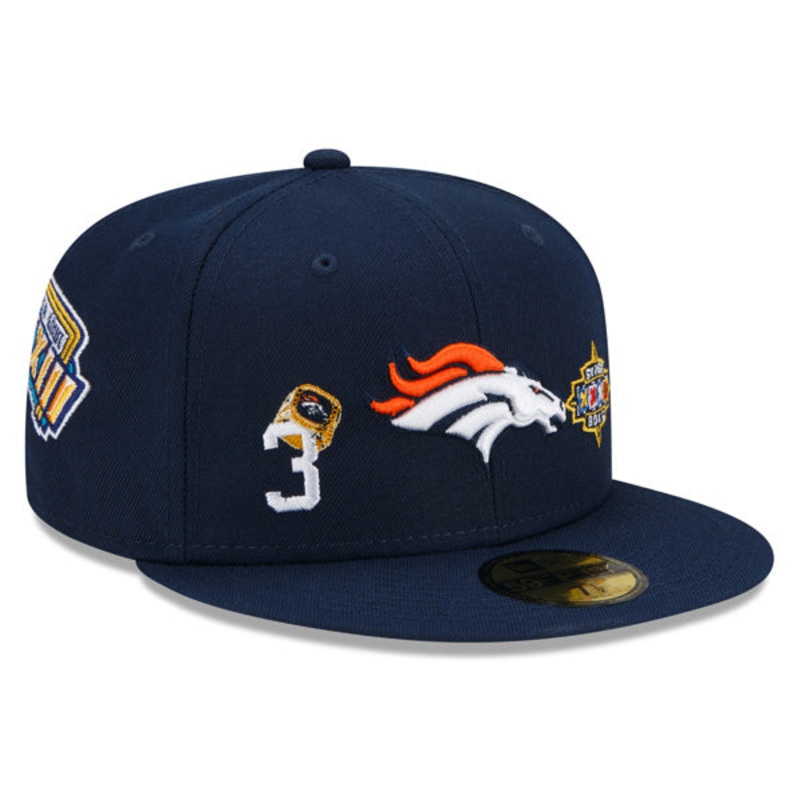 Denver Broncos New Era NFL Exclusive COUNT THE RINGS 59Fifty Fitted Hat – Navy/Gray Bottom 7