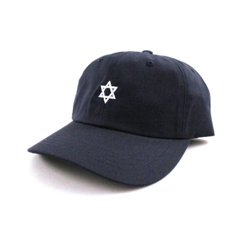 Jewish Star of David Unconstructed Baseball Adjustable Dad Hat (Navy) One Size