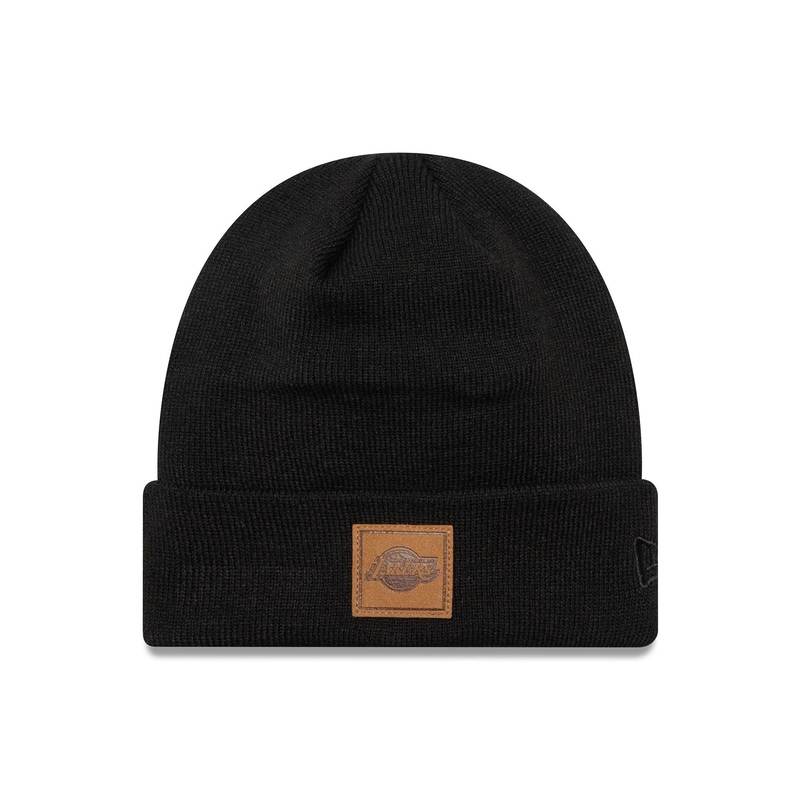 LA Lakers Team Patch Black Cuff Knit Beanie Hat OSFM
