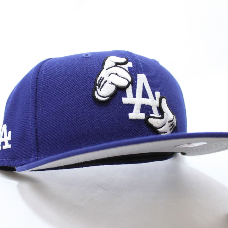 MICKEY MOUSE x Los Angeles Dodgers LA Logo Patch New Era 59Fifty Fitted Hat (Blue Gray Under Brim) 7