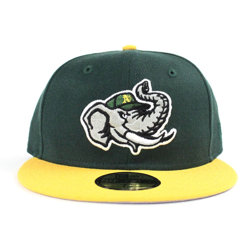 Modesto Athletics New Era 59FIFTY Fitted Hat (Hunter Green Yellow Gray Under Brim) 7