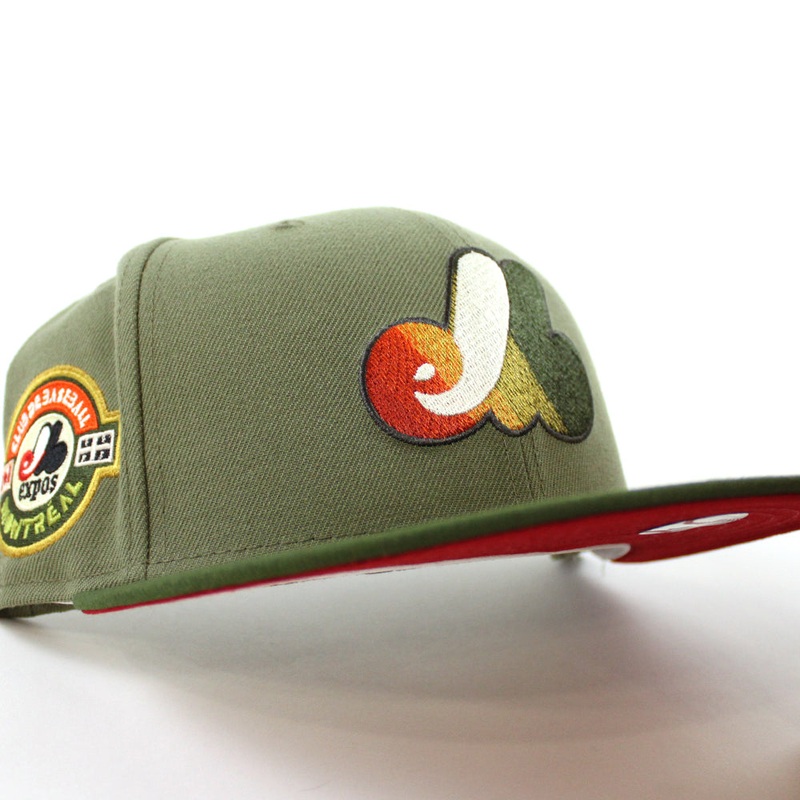 Montreal Expos 1969-2004 CLUB DE BASEBALL MONTREAL New Era Fitted 59Fifty Hat (GREEN BARK RIFLE GREEN SCARLET Under Brim) 7