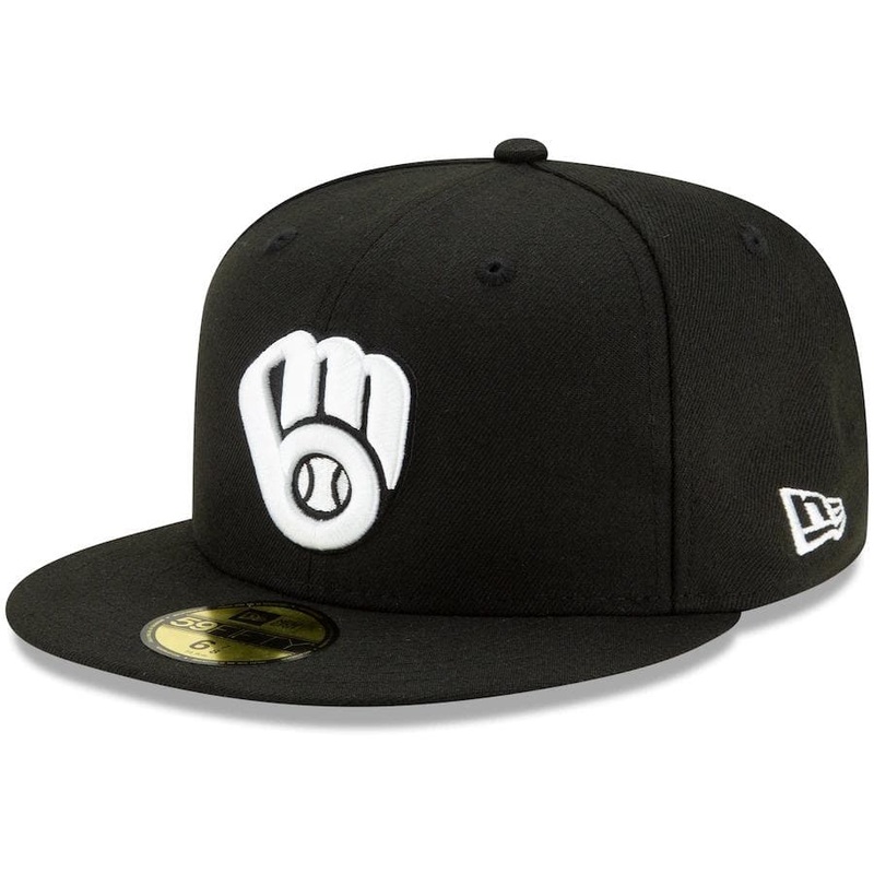 New Era Milwaukee Brewers Black & White 59Fifty Fitted Hat