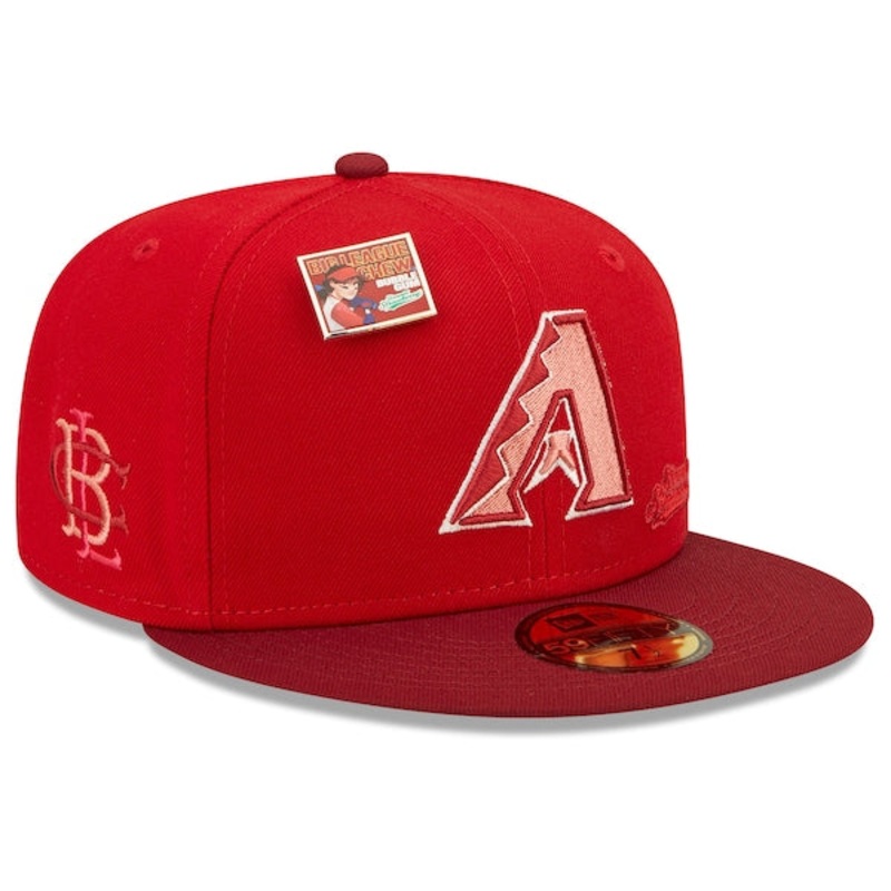 New Era MLB x Big League Chew  Arizona Diamondbacks Slammin’ Strawberry Flavor Pack 59FIFTY Fitted Hat – Scarlet/Cardinal