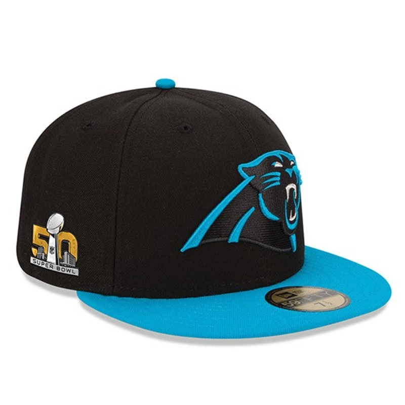 Carolina Panthers Super Bowl 50 SIDELINE FITTED 59Fifty New Era NFL Hat 7