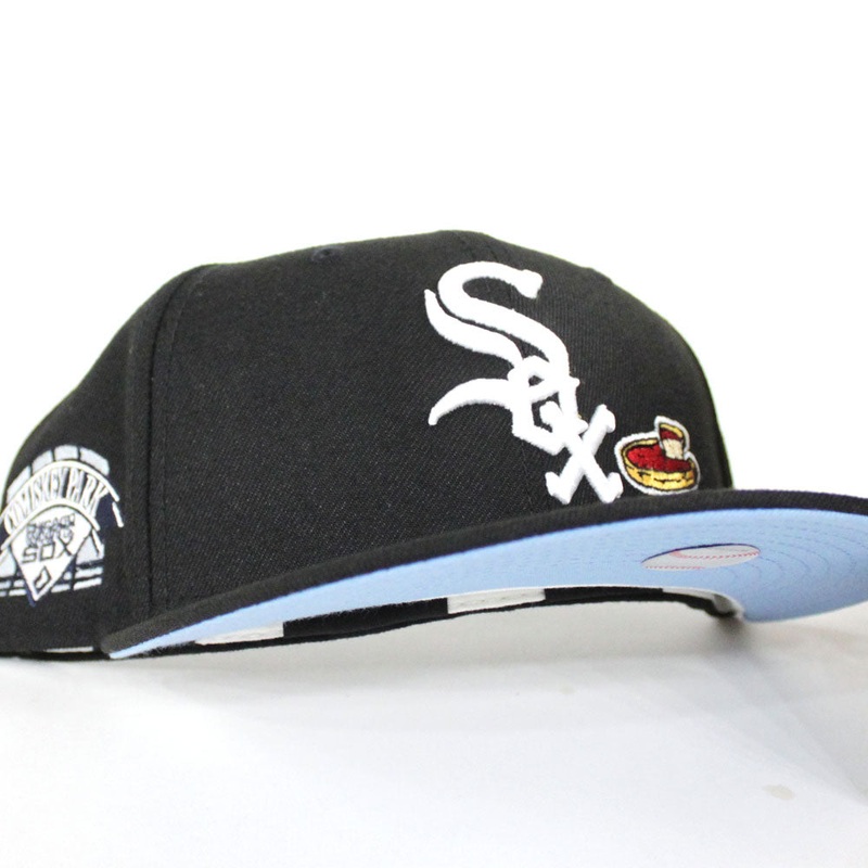 Chicago White Sox Deep Dish Comiskey Park New Era 59Fifty Fitted Hat (Black Sky Blue Under Brim) 7