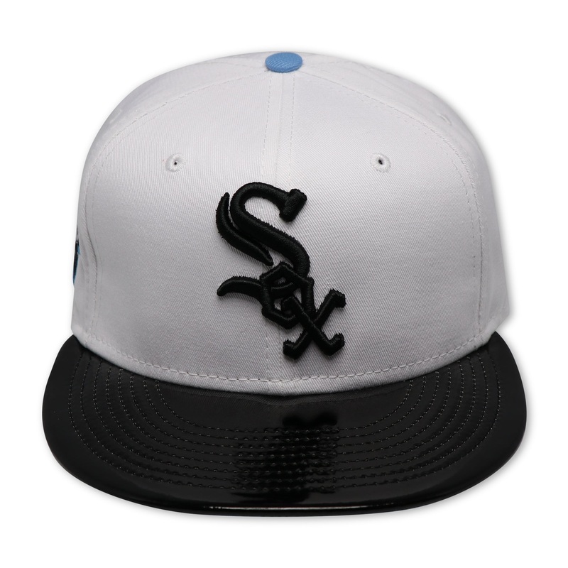 CHICAGO WHITESOX (WHITE) (PATENT LEATHER BRIM) (COMISKEY PARK) NEW ERA 59FIFTY FITTED (SKY BLUE UNDER VISOR) (S) 67/8