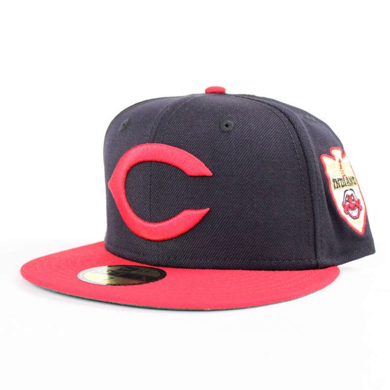 Cleveland Indians 1948 World Series New Era 59Fifty Fitted Hat (Navy Green Under Brim) 7