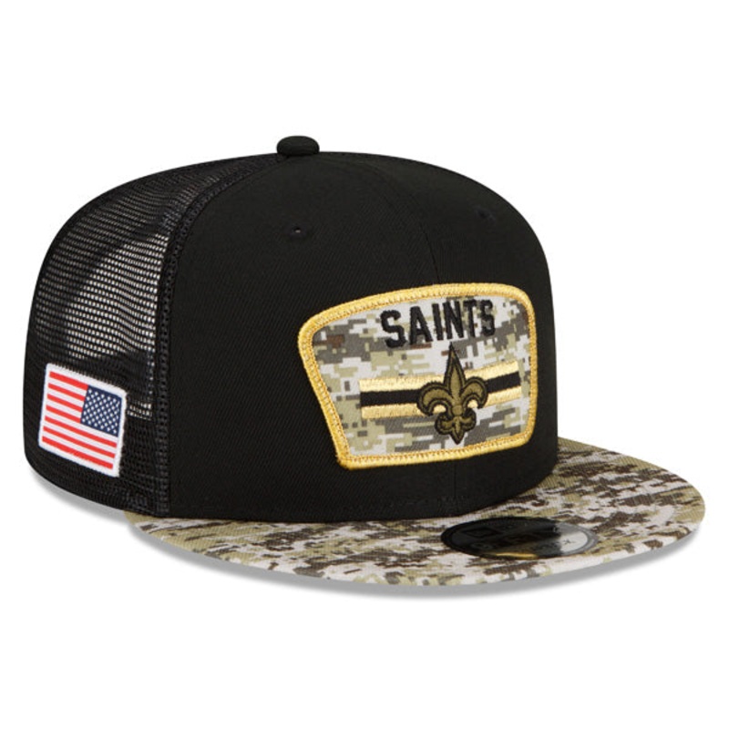 New Orleans Saints NFL 2021 Salute to Service 9FIFTY Snapback Hat – Black/Camo