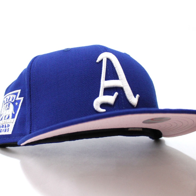 Philadelphia Athletics 1929 World Series 59Fifty New Era Fitted Hat (Blue PINK Under Brim) 6 7/8