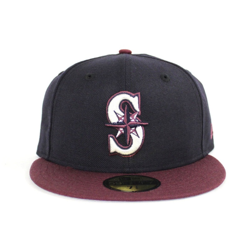Seattle Mariners New Era 59Fifty Fitted Hat (Navy Maroon Gray Under Brim) 7