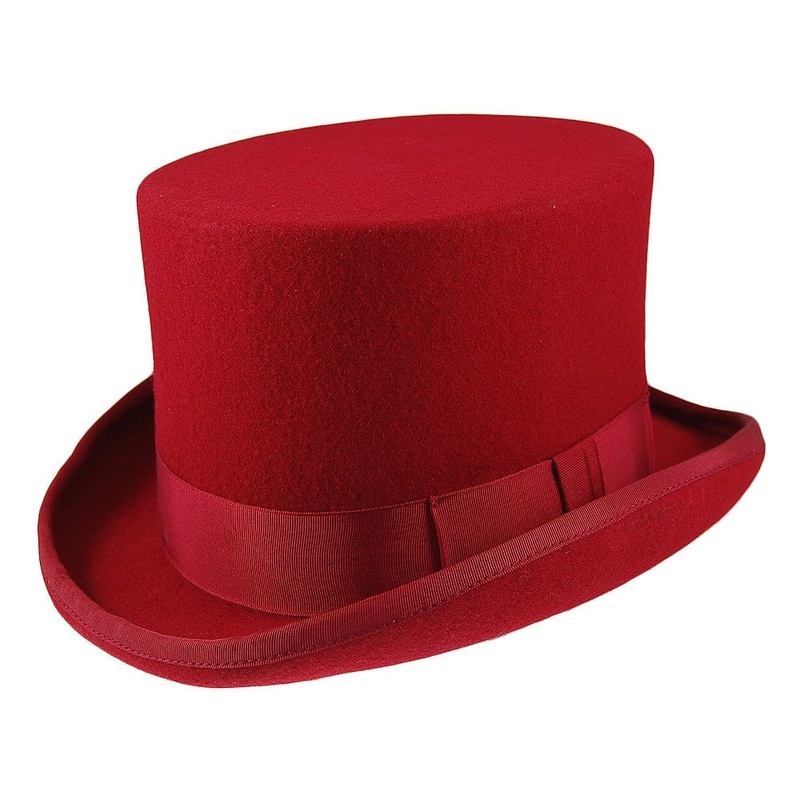 Christys Hats Wool Felt Top Hat – Red S