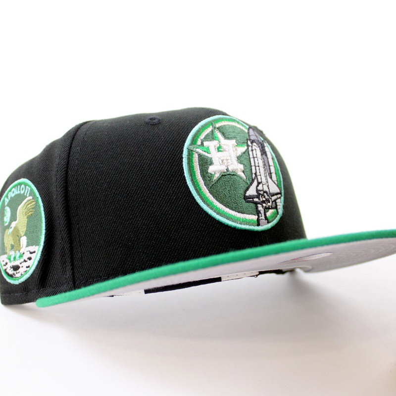 Houston Astros Apollo 11 New Era 59Fifty Fitted Hat (GITD Black Kelly Gray Under Brim) 7