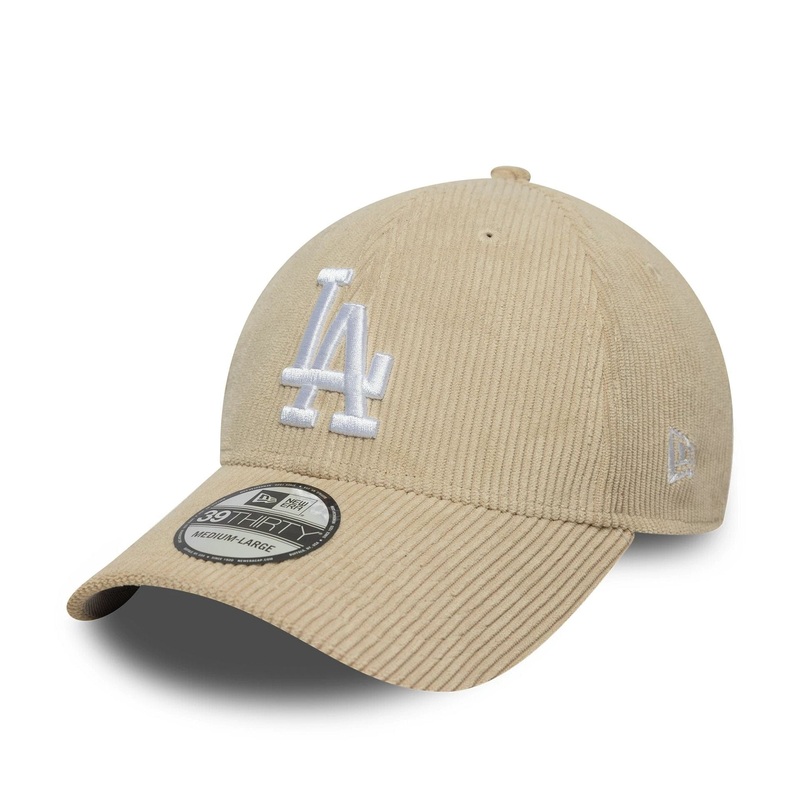LA Dodgers MLB Cord Light Beige 39THIRTY Stretch-Fit Cap XS-S