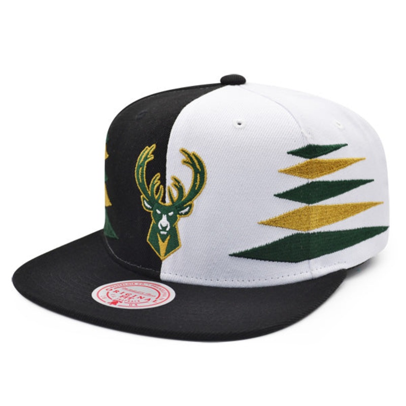 Milwaukee Bucks Mitchell & Ness DIAMOND CUT Snapback NBA Hat – Green/Gold/Black