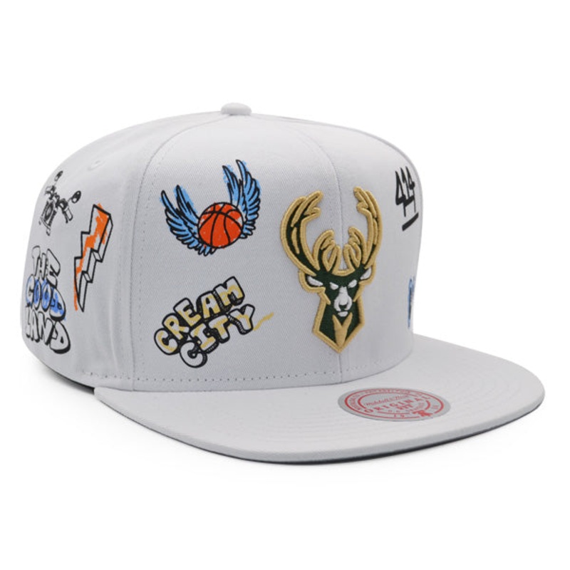 Milwaukee Bucks Mitchell & Ness HAND DRAWN Snapback Hat