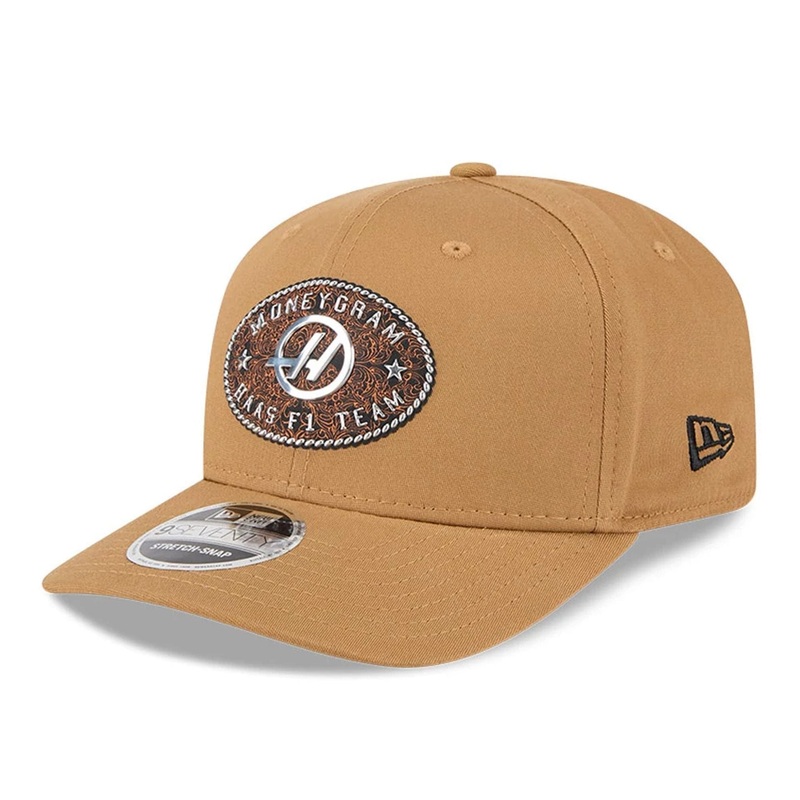 MoneyGram Haas Formula 1 Austin Race Special Beige 9SEVENTY Stretch Snap Adjustable Cap OSFM