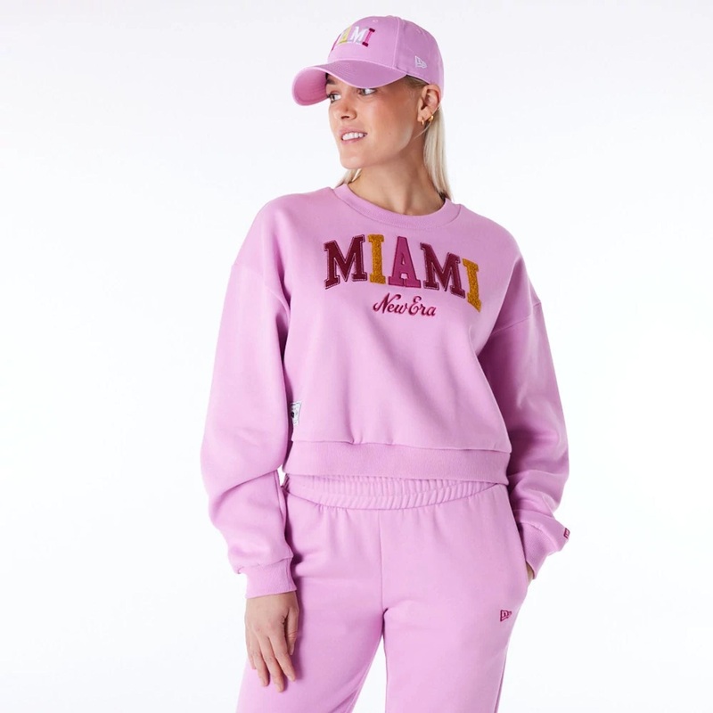 New Era Infill Pastel Pink Crop Crew Neck Sweatshirt XS