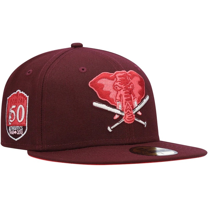 New Era Oakland Athletics Maroon Color Fam Lava Red Undervisor 59FIFTY Fitted Hat