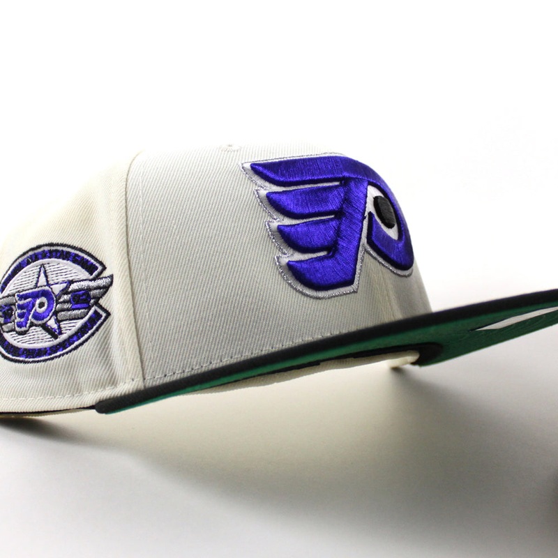 Philadelphia Flyers 1922 Patch New Era 59Fifty Fitted Hat (Chrome White Black Green Under Brim) 7