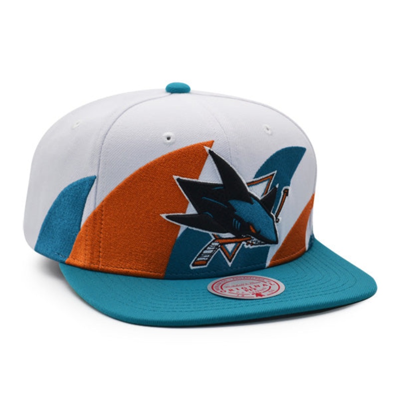 San Jose Sharks NHL Mitchell & Ness SHARKTOOTH Snapback Hat – Teal/Orange
